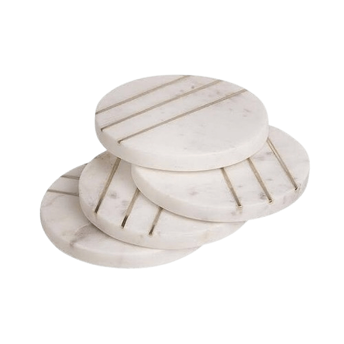 MARBLE COASTER ROUND SHAPE (POLISH & GOLD)